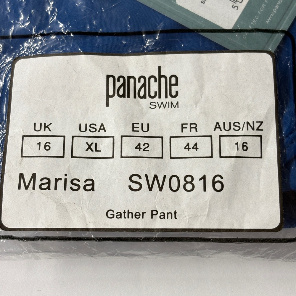 NWT Panache Women Bikini Bottom XL Blue Marisa Gather Pant SW0816 Crochet Print